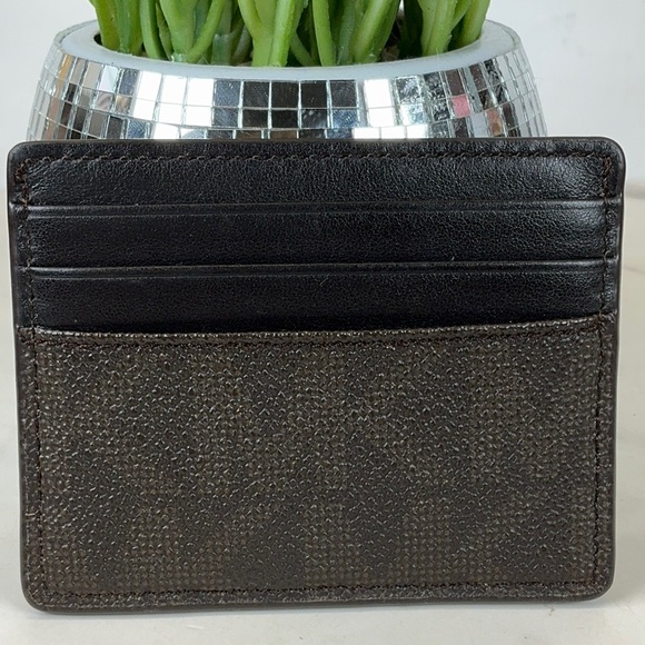 Michael Kors Brown Signature Card Holder Slim Wallet Men’s Women’s Unisex - Picture 5 of 8